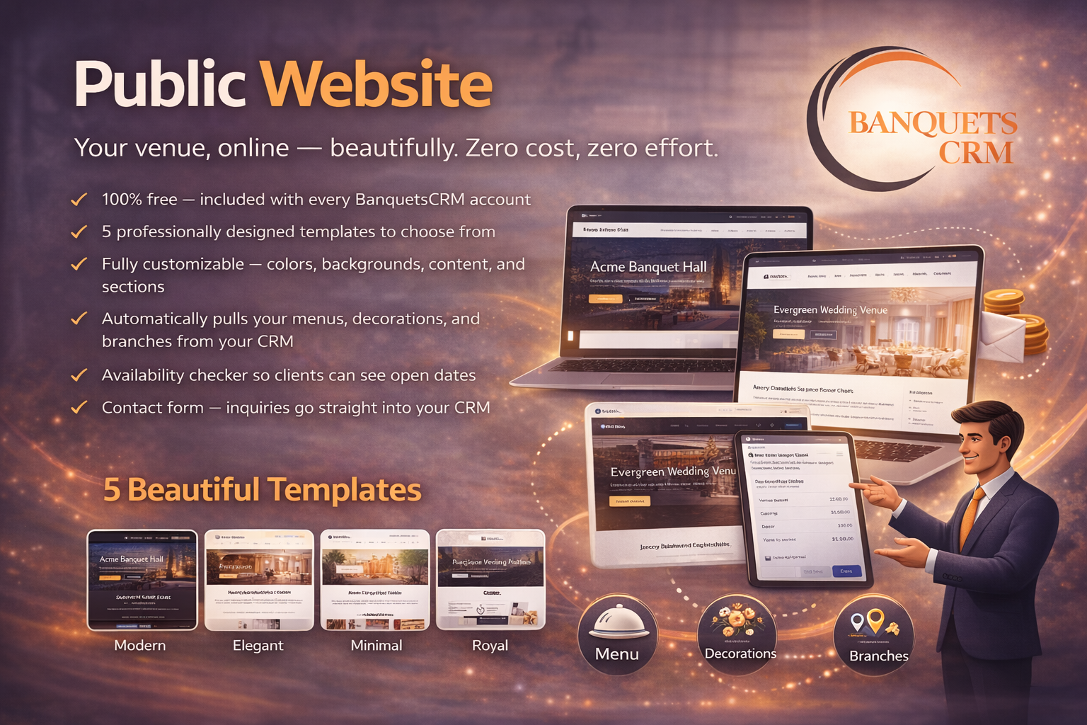 Public Website for Banquet Halls